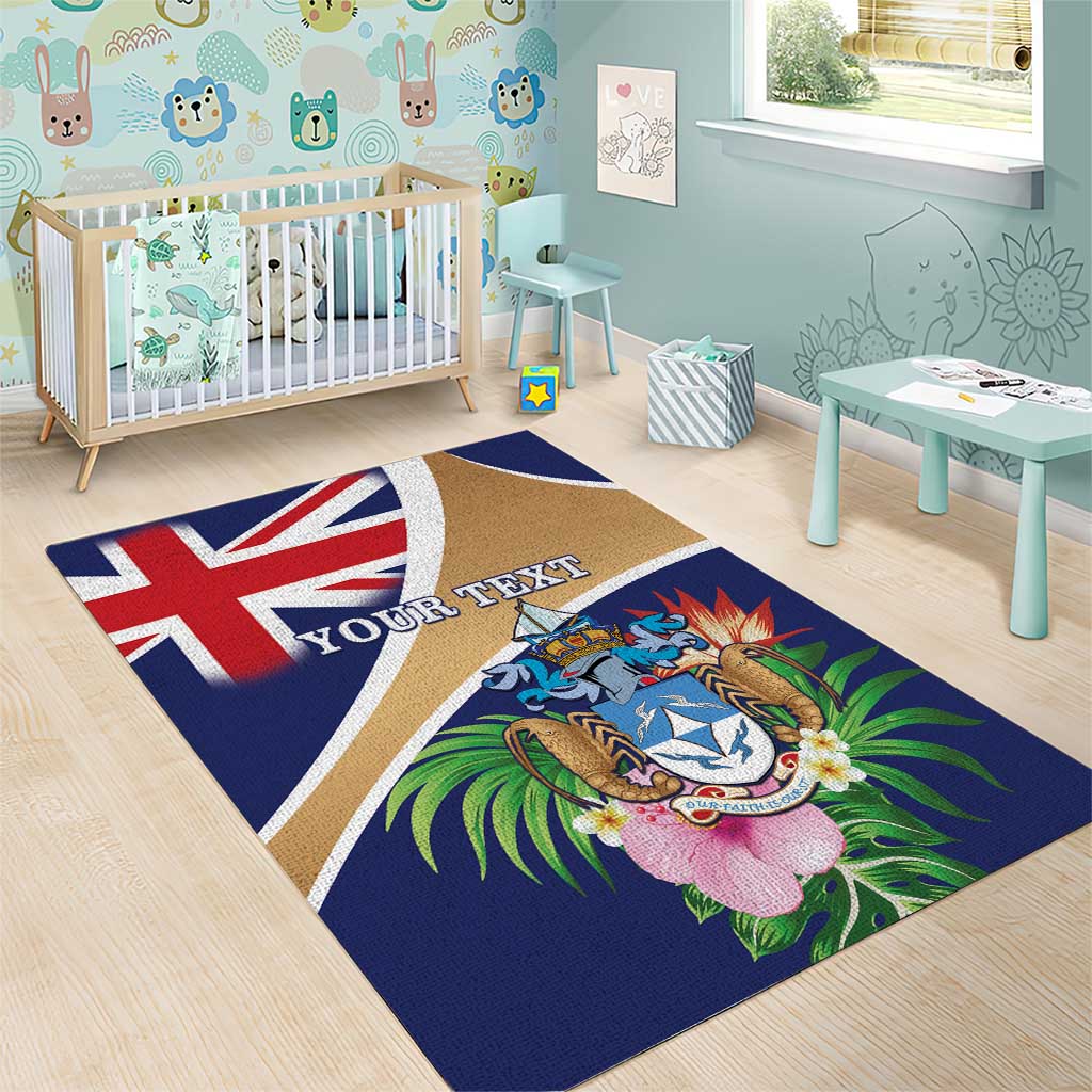 Personalized Tristan da Cunha Area Rug Coat Of Arms - Flag Style