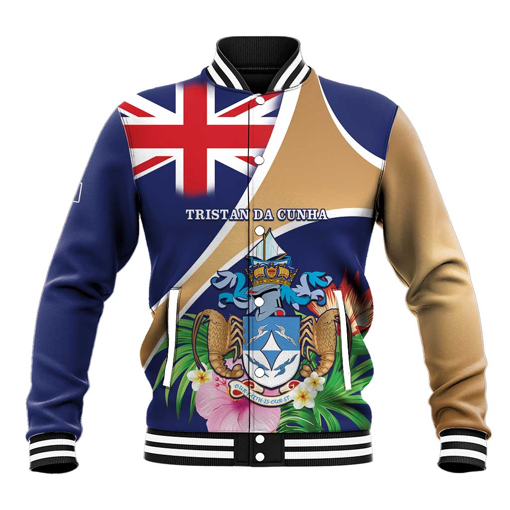Personalized Tristan da Cunha Baseball Jacket Coat Of Arms - Flag Style