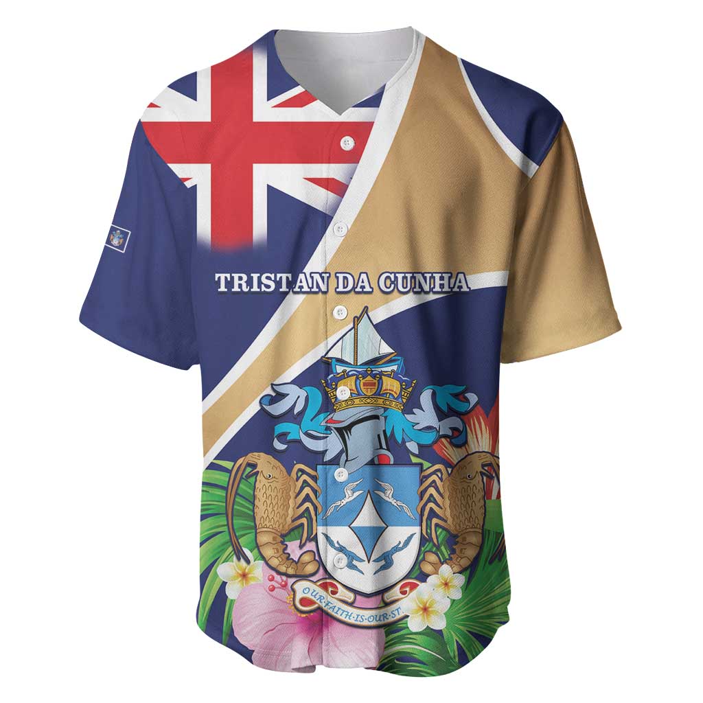 Personalized Tristan da Cunha Baseball Jersey Coat Of Arms - Flag Style
