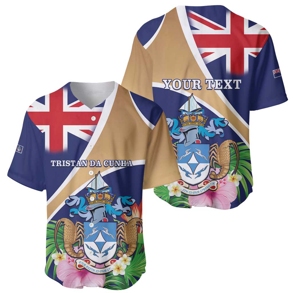 Personalized Tristan da Cunha Baseball Jersey Coat Of Arms - Flag Style