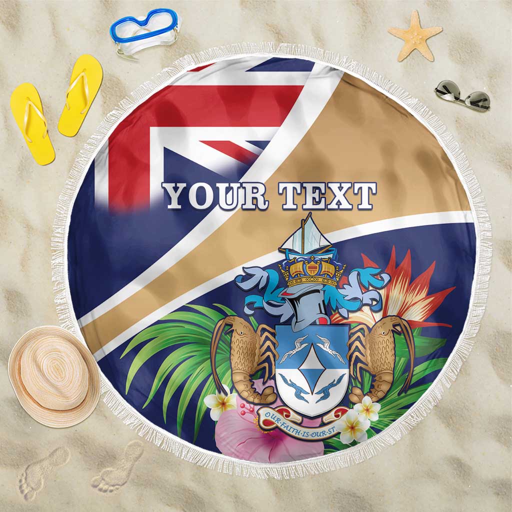 Personalized Tristan da Cunha Beach Blanket Coat Of Arms - Flag Style