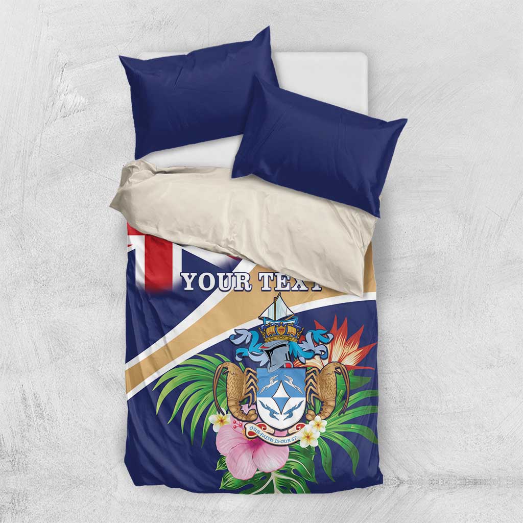 Personalized Tristan da Cunha Bedding Set Coat Of Arms - Flag Style