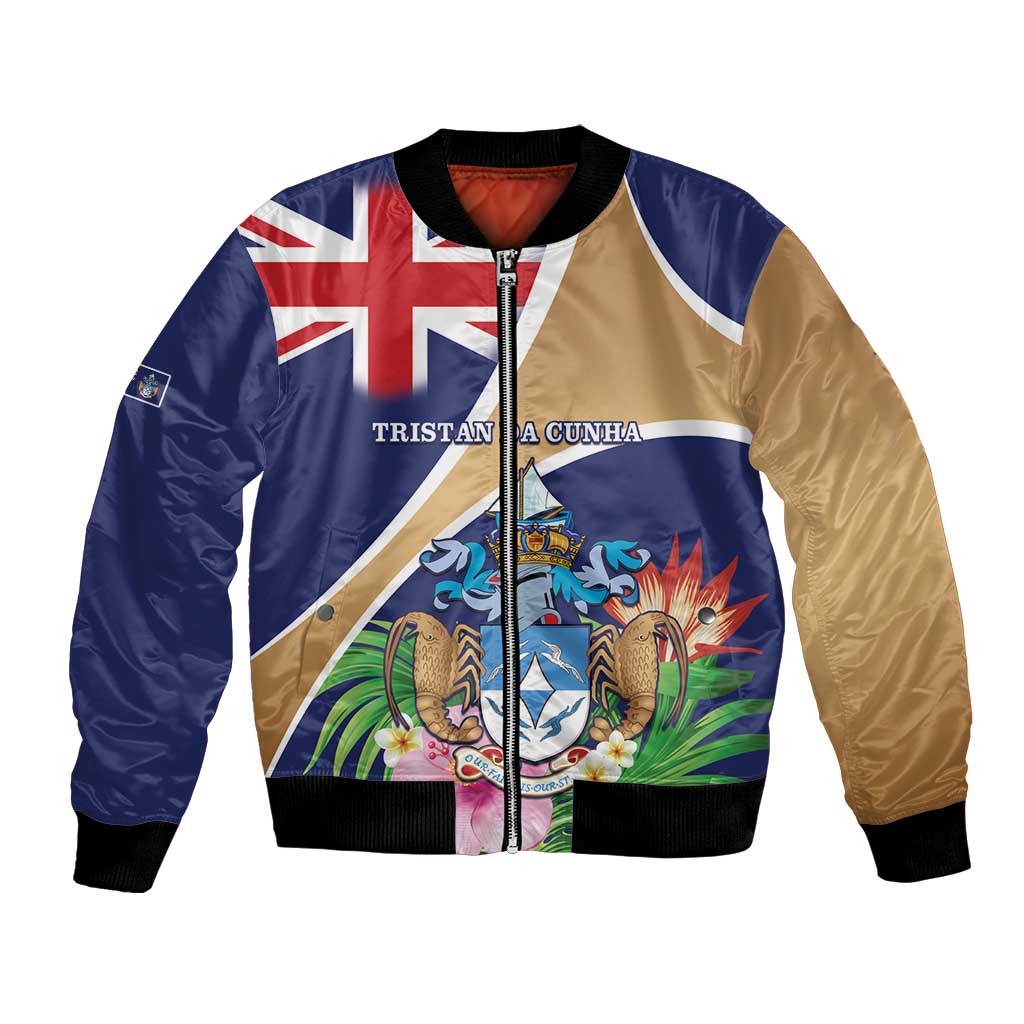 Personalized Tristan da Cunha Bomber Jacket Coat Of Arms - Flag Style