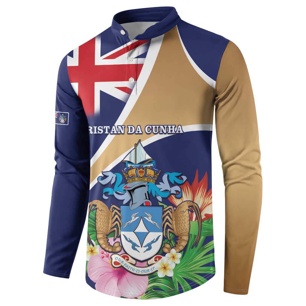 Personalized Tristan da Cunha Button Sweatshirt Coat Of Arms - Flag Style