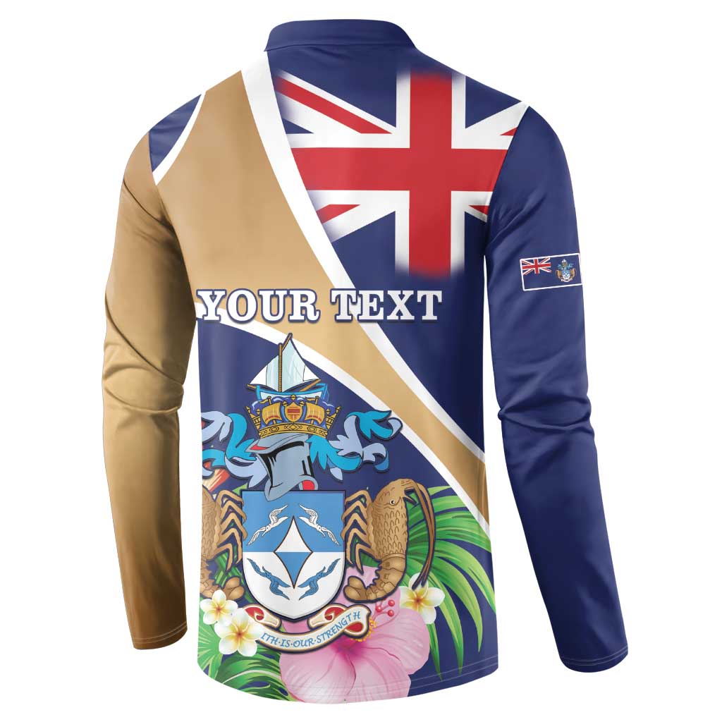 Personalized Tristan da Cunha Button Sweatshirt Coat Of Arms - Flag Style