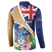 Personalized Tristan da Cunha Button Sweatshirt Coat Of Arms - Flag Style