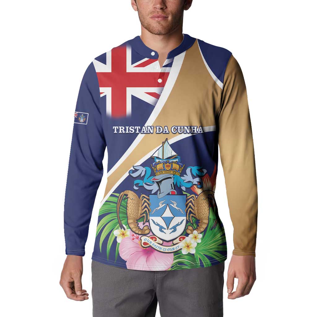 Personalized Tristan da Cunha Button Sweatshirt Coat Of Arms - Flag Style