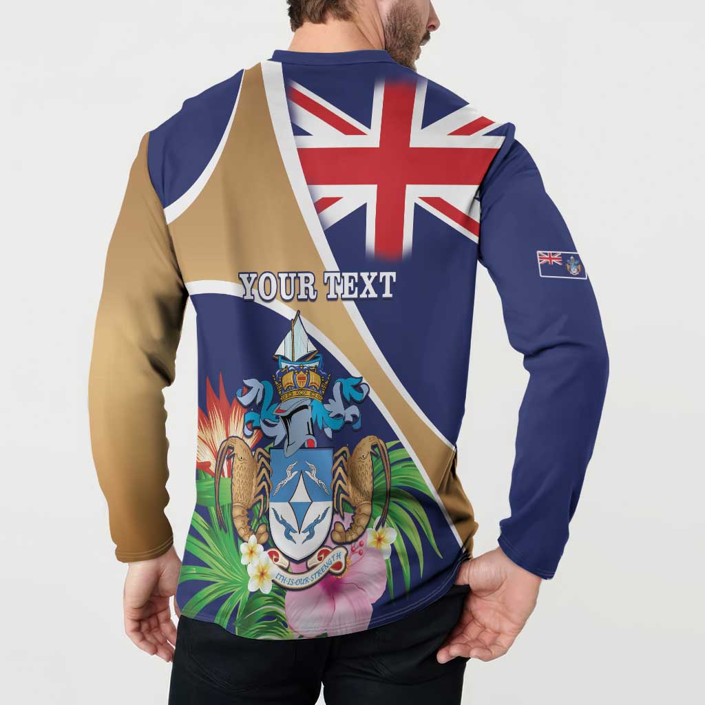 Personalized Tristan da Cunha Button Sweatshirt Coat Of Arms - Flag Style