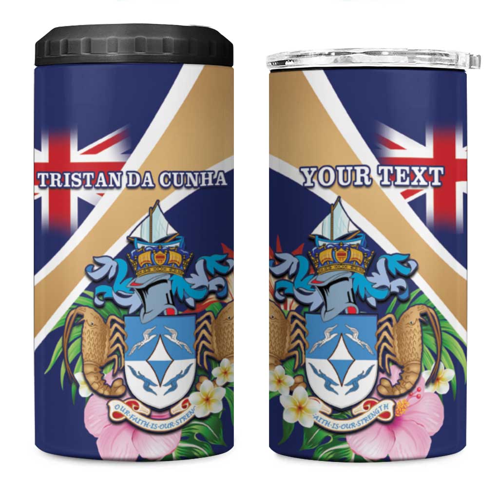 Personalized Tristan da Cunha 4 in 1 Can Cooler Tumbler Coat Of Arms - Flag Style