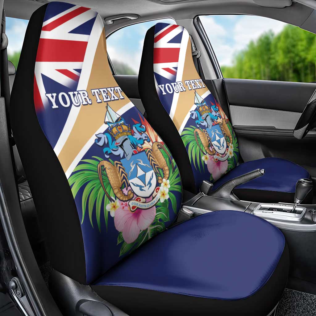 Personalized Tristan da Cunha Car Seat Cover Coat Of Arms - Flag Style