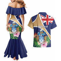 Personalized Tristan da Cunha Couples Matching Mermaid Dress and Hawaiian Shirt Coat Of Arms - Flag Style