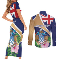 Personalized Tristan da Cunha Couples Matching Short Sleeve Bodycon Dress and Long Sleeve Button Shirt Coat Of Arms - Flag Style