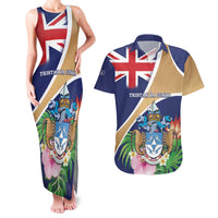 Personalized Tristan da Cunha Couples Matching Tank Maxi Dress and Hawaiian Shirt Coat Of Arms - Flag Style