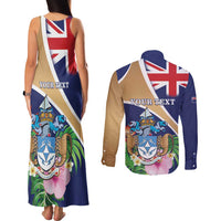 Personalized Tristan da Cunha Couples Matching Tank Maxi Dress and Long Sleeve Button Shirt Coat Of Arms - Flag Style