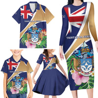 Personalized Tristan da Cunha Family Matching Long Sleeve Bodycon Dress and Hawaiian Shirt Coat Of Arms - Flag Style