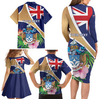 Personalized Tristan da Cunha Family Matching Long Sleeve Bodycon Dress and Hawaiian Shirt Coat Of Arms - Flag Style