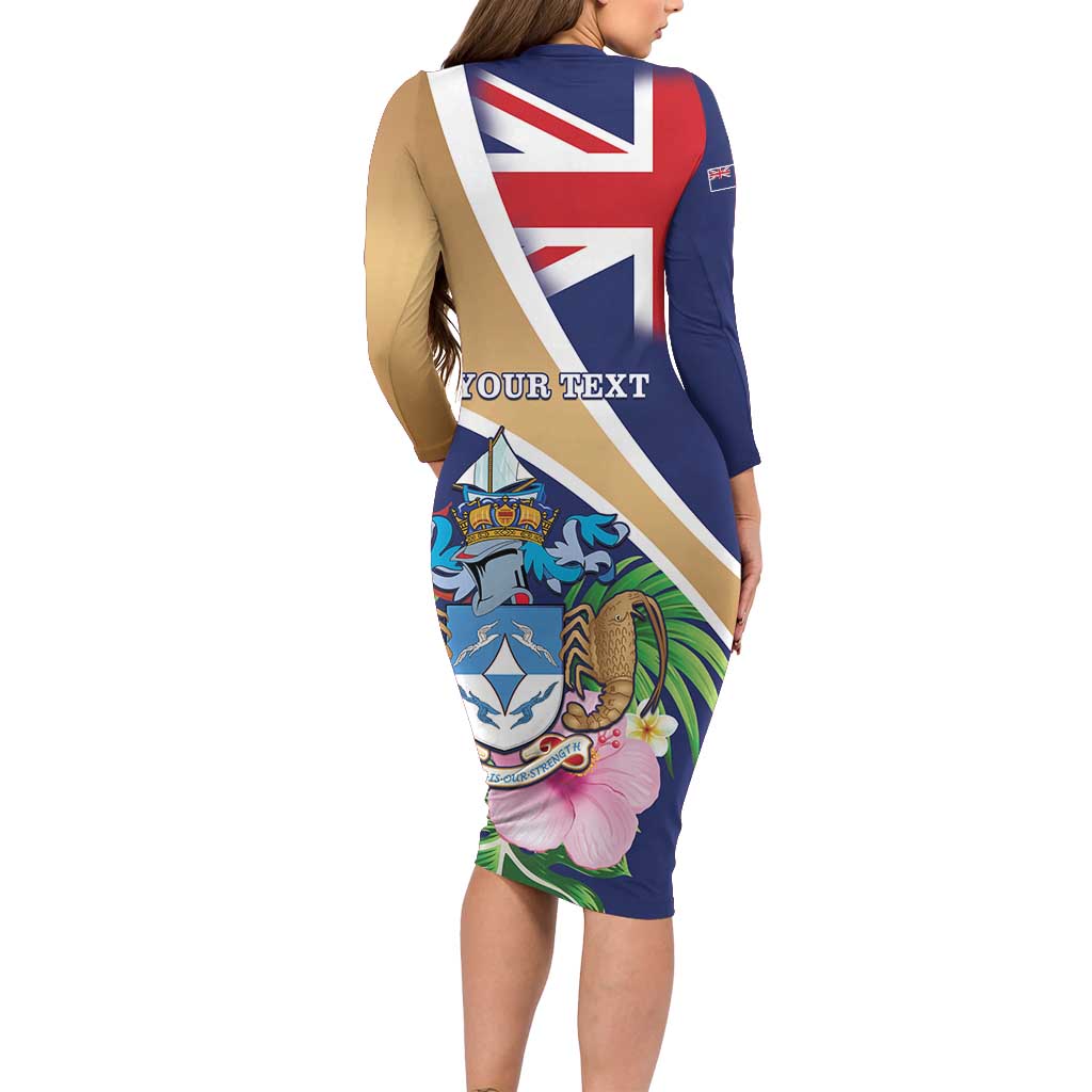 Personalized Tristan da Cunha Family Matching Long Sleeve Bodycon Dress and Hawaiian Shirt Coat Of Arms - Flag Style