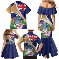 Personalized Tristan da Cunha Family Matching Mermaid Dress and Hawaiian Shirt Coat Of Arms - Flag Style