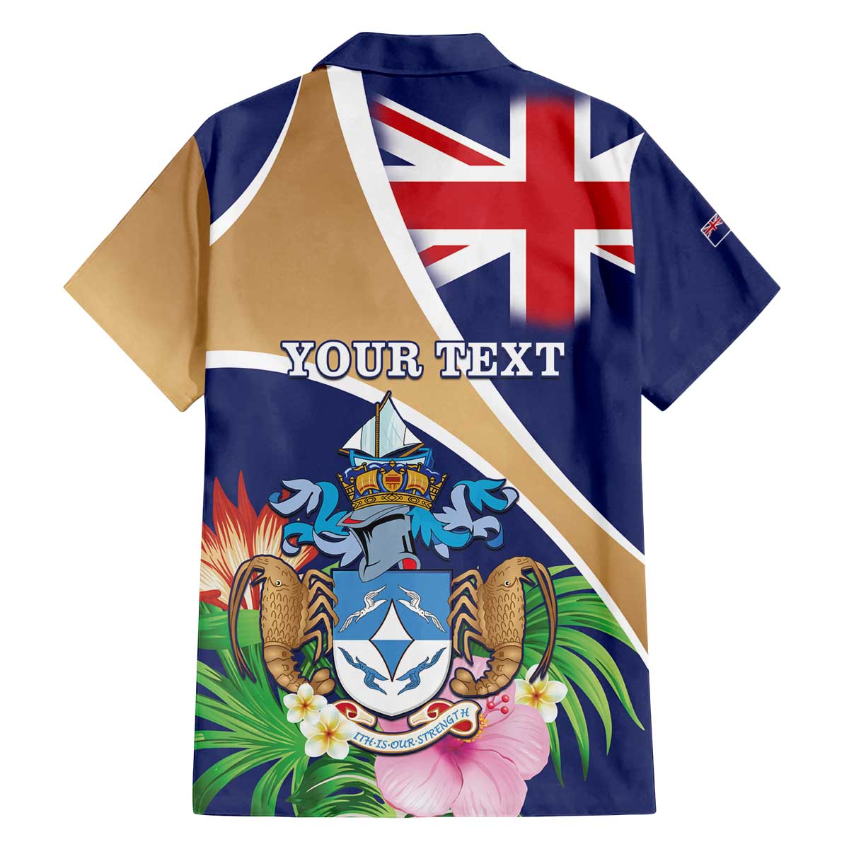 Personalized Tristan da Cunha Family Matching Off The Shoulder Long Sleeve Dress and Hawaiian Shirt Coat Of Arms - Flag Style