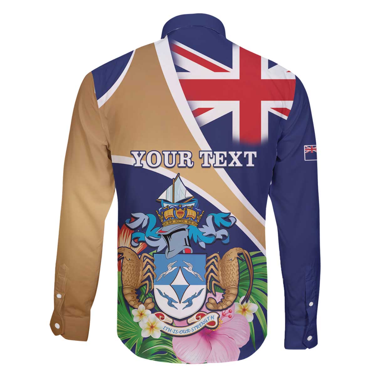 Personalized Tristan da Cunha Family Matching Off The Shoulder Long Sleeve Dress and Hawaiian Shirt Coat Of Arms - Flag Style