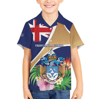 Personalized Tristan da Cunha Family Matching Off The Shoulder Long Sleeve Dress and Hawaiian Shirt Coat Of Arms - Flag Style