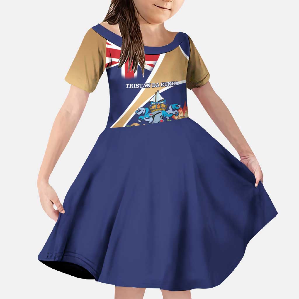 Personalized Tristan da Cunha Family Matching Off Shoulder Maxi Dress and Hawaiian Shirt Coat Of Arms - Flag Style