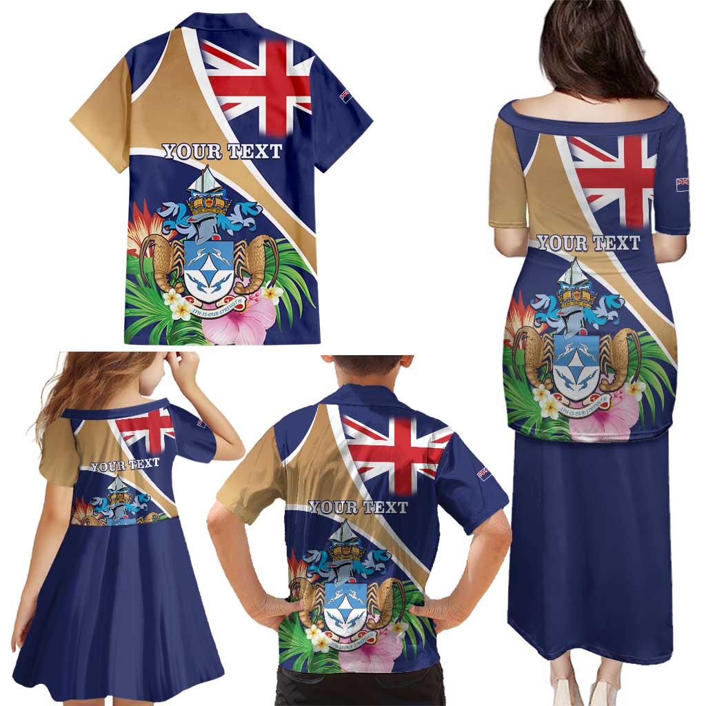 Personalized Tristan da Cunha Family Matching Puletasi and Hawaiian Shirt Coat Of Arms - Flag Style