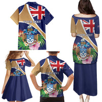 Personalized Tristan da Cunha Family Matching Puletasi and Hawaiian Shirt Coat Of Arms - Flag Style