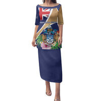 Personalized Tristan da Cunha Family Matching Puletasi and Hawaiian Shirt Coat Of Arms - Flag Style