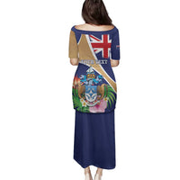 Personalized Tristan da Cunha Family Matching Puletasi and Hawaiian Shirt Coat Of Arms - Flag Style