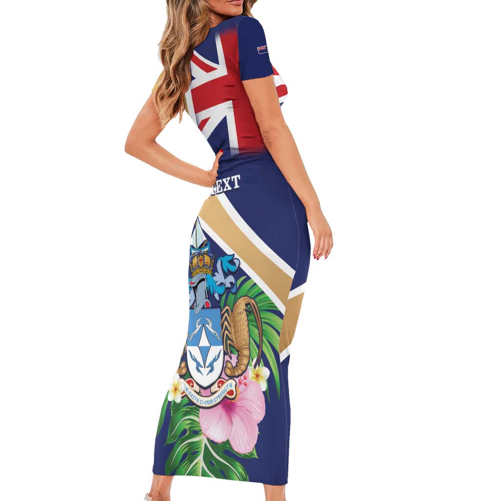Personalized Tristan da Cunha Family Matching Short Sleeve Bodycon Dress and Hawaiian Shirt Coat Of Arms - Flag Style