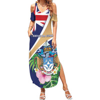 Personalized Tristan da Cunha Family Matching Summer Maxi Dress and Hawaiian Shirt Coat Of Arms - Flag Style