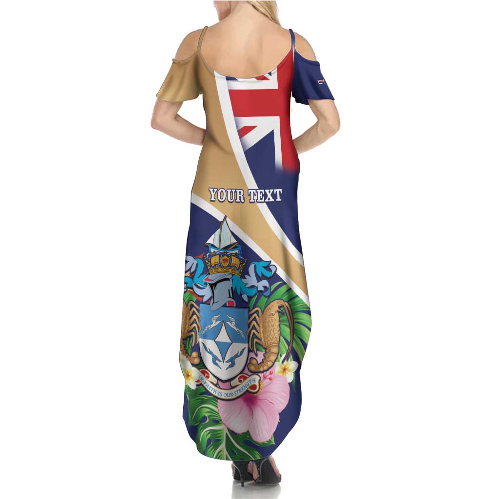 Personalized Tristan da Cunha Family Matching Summer Maxi Dress and Hawaiian Shirt Coat Of Arms - Flag Style