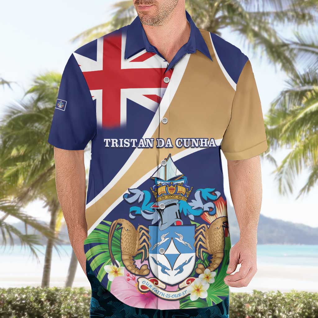 Personalized Tristan da Cunha Hawaiian Shirt Coat Of Arms - Flag Style