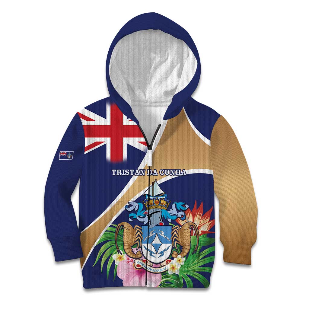 Personalized Tristan da Cunha Kid Hoodie Coat Of Arms - Flag Style