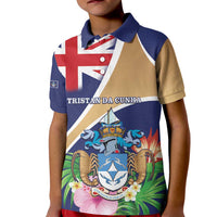 Personalized Tristan da Cunha Kid Polo Shirt Coat Of Arms - Flag Style