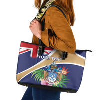 Personalized Tristan da Cunha Leather Tote Bag Coat Of Arms - Flag Style