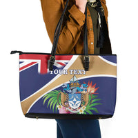 Personalized Tristan da Cunha Leather Tote Bag Coat Of Arms - Flag Style