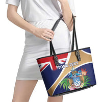 Personalized Tristan da Cunha Leather Tote Bag Coat Of Arms - Flag Style