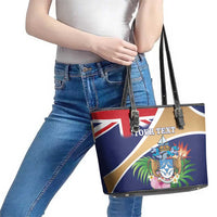 Personalized Tristan da Cunha Leather Tote Bag Coat Of Arms - Flag Style