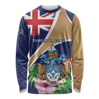 Personalized Tristan da Cunha Long Sleeve Shirt Coat Of Arms - Flag Style