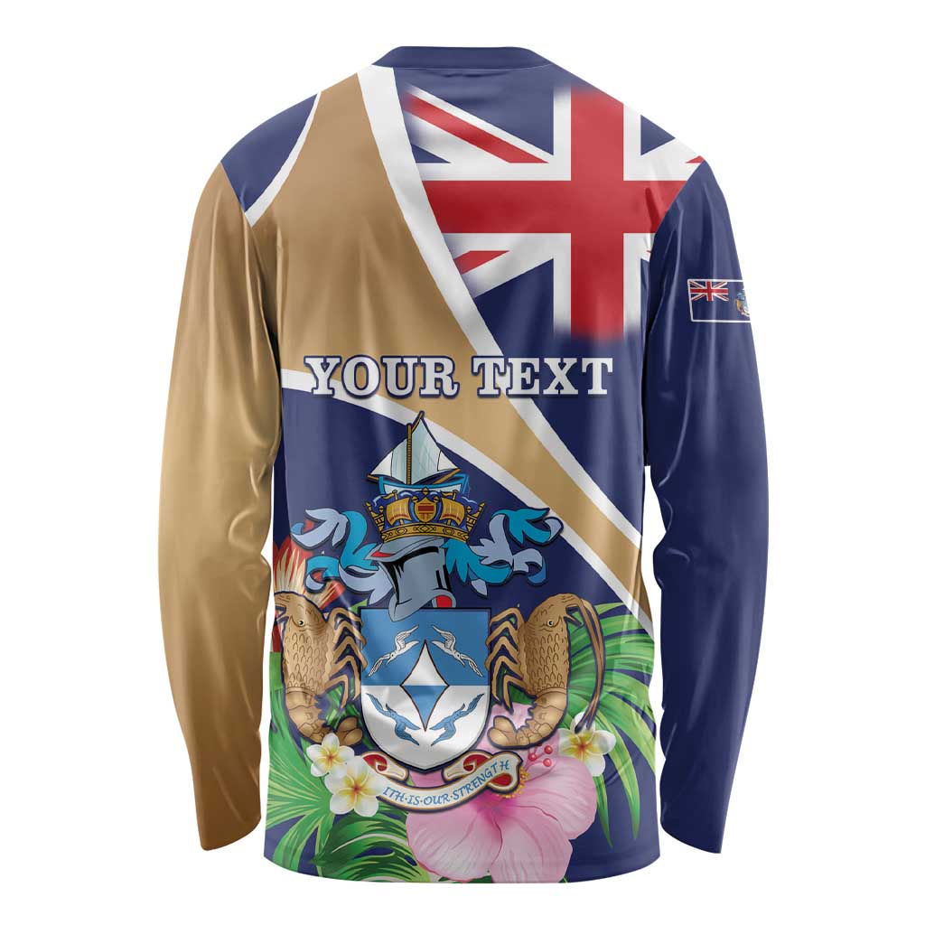 Personalized Tristan da Cunha Long Sleeve Shirt Coat Of Arms - Flag Style