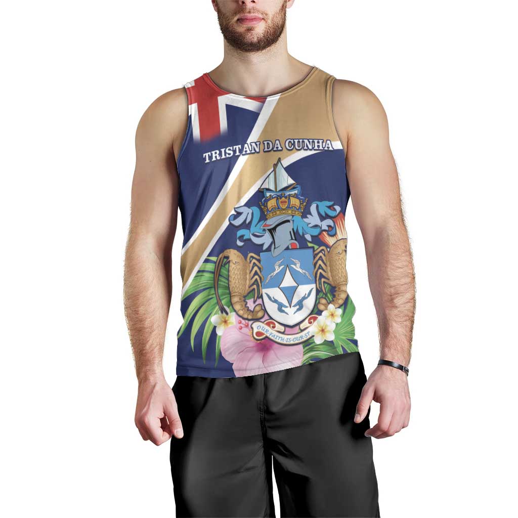Personalized Tristan da Cunha Men Tank Top Coat Of Arms - Flag Style