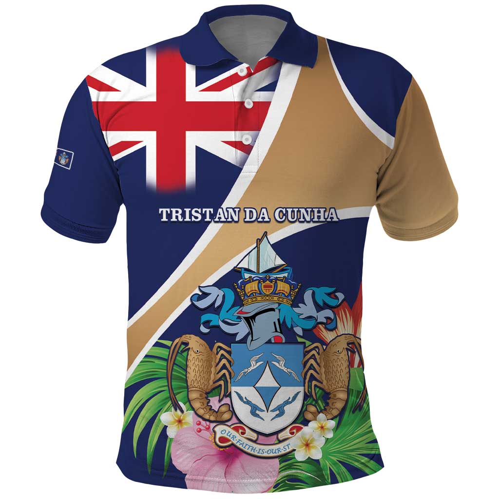 Personalized Tristan da Cunha Polo Shirt Coat Of Arms - Flag Style
