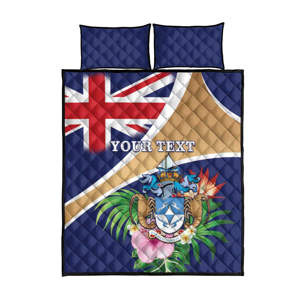 Personalized Tristan da Cunha Quilt Bed Set Coat Of Arms - Flag Style