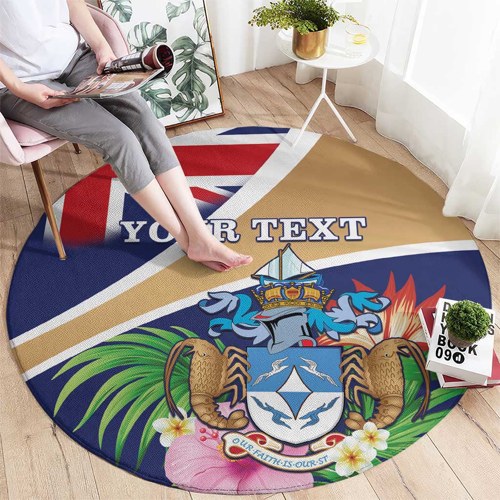 Personalized Tristan da Cunha Round Carpet Coat Of Arms - Flag Style