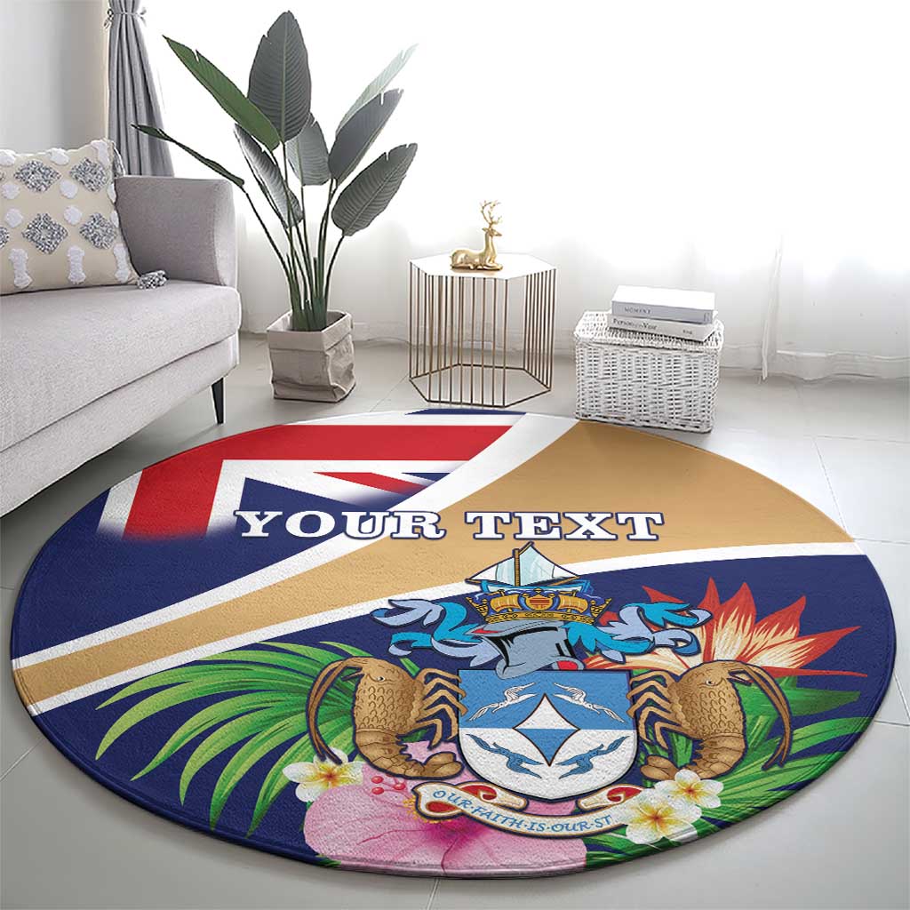 Personalized Tristan da Cunha Round Carpet Coat Of Arms - Flag Style