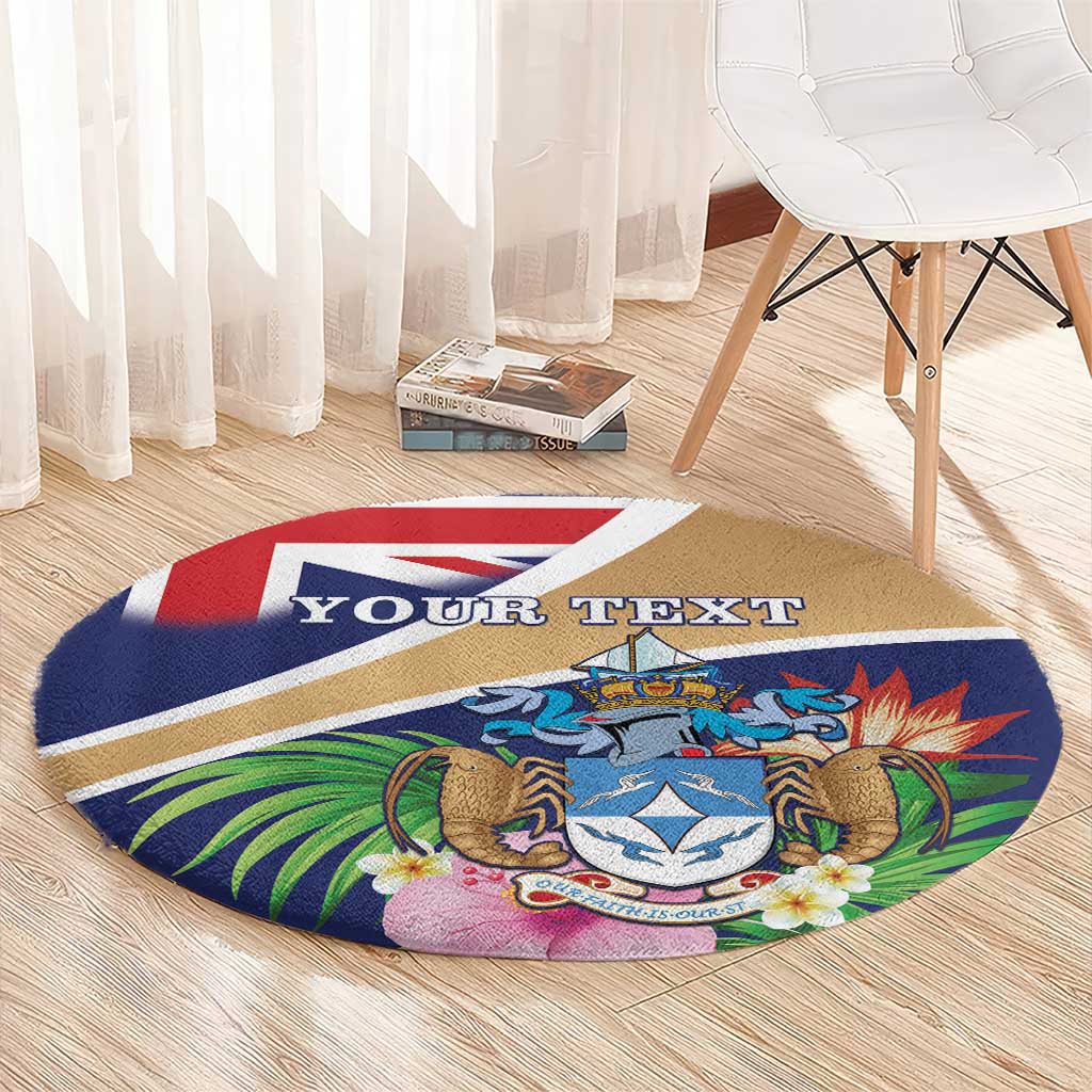 Personalized Tristan da Cunha Round Carpet Coat Of Arms - Flag Style