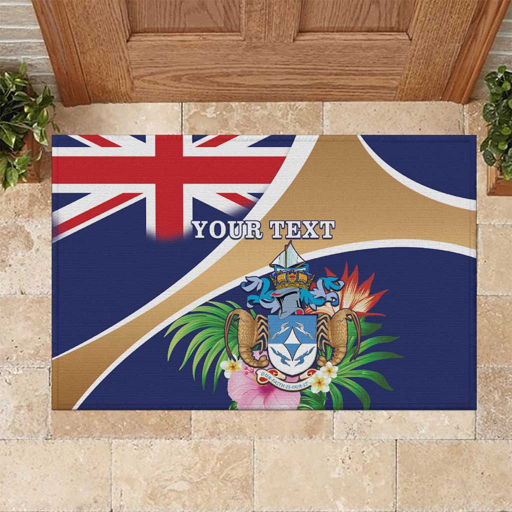 Personalized Tristan da Cunha Rubber Doormat Coat Of Arms - Flag Style
