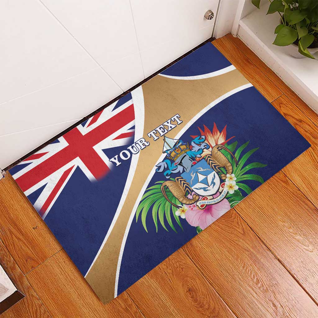 Personalized Tristan da Cunha Rubber Doormat Coat Of Arms - Flag Style